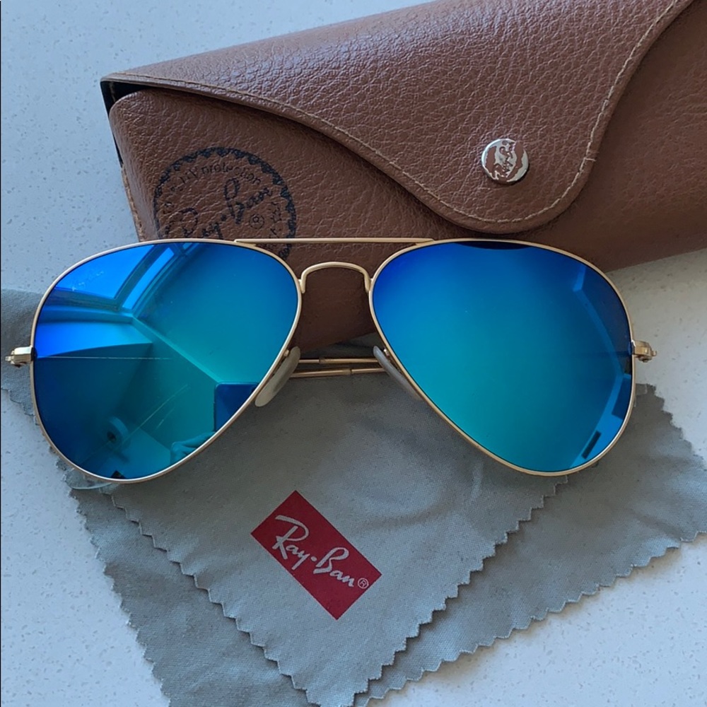 Authentic Ray Ban Blue Flash Aviators 58mm